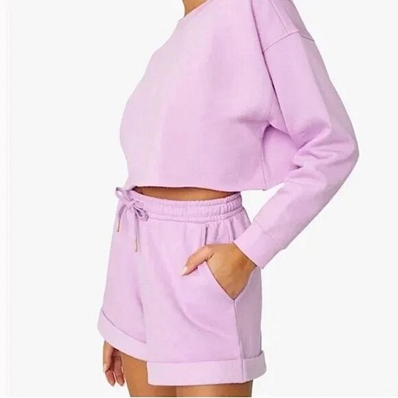 NWT WeWoreWhat High-Rise Pull On Sweat Shorts in Lilac Size Small - Picture 1 of 13
